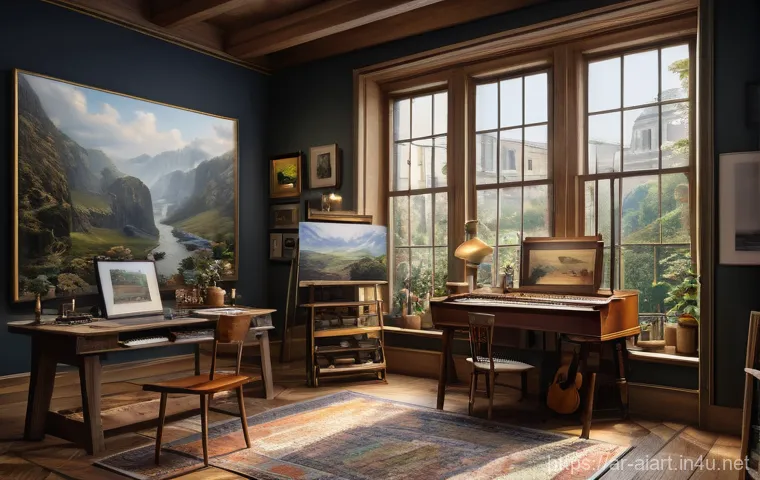 AI 예술과 인터랙티브 퍼포먼스 - Here are three detailed image generation prompts in English, adhering to all specified guidelines: