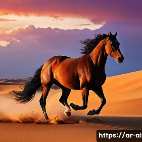 Home 7 AI 예술과 딥페이크 - **Prompt 1: "A majestic Arabian horse, mid-gallop, across a vast, golden desert landscape at a breat...